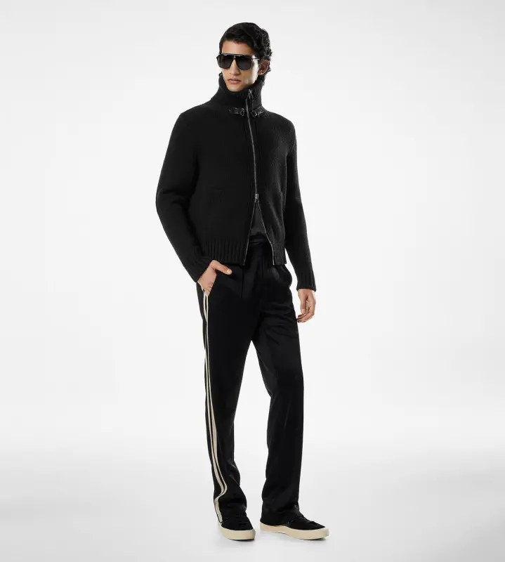 MERINO WOOL ZIP THROUGH BLACK online